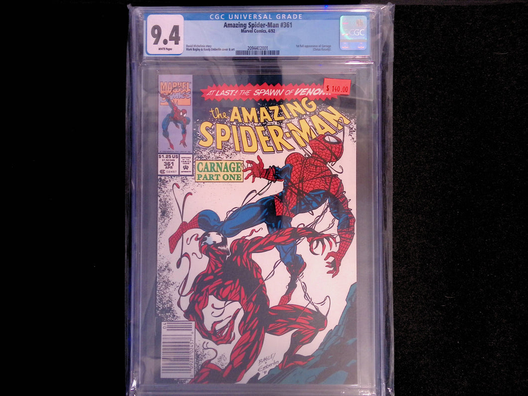 Amazing Spider-Man #361 CGC 9.4 First Full Appearance of Carnage